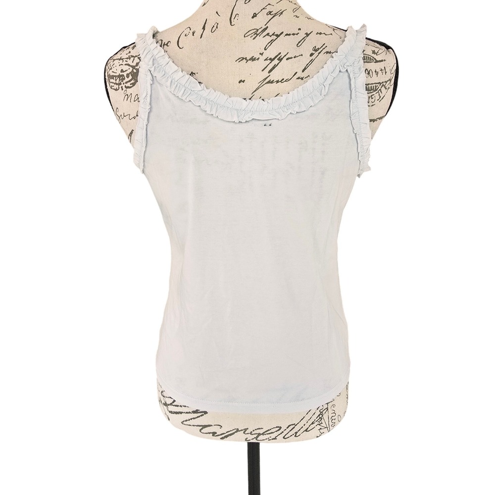 J. Crew Light Blue Ribbed Tank with Ruffle Trim - Picture 3 of 10